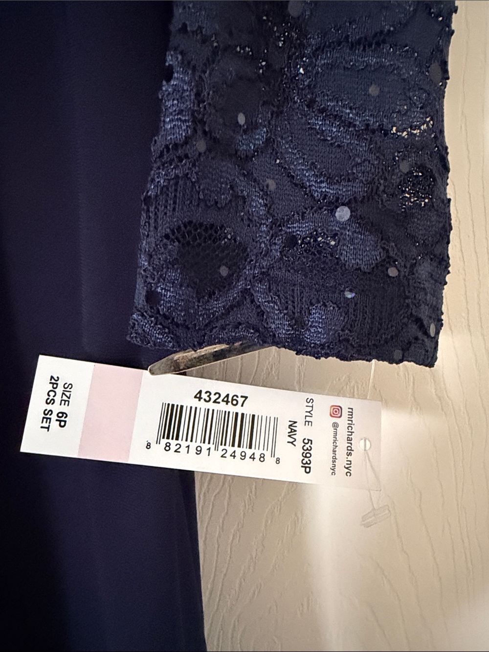 R&M Richards Navy Lace Jacket Dress Set - Picture 2 of 6